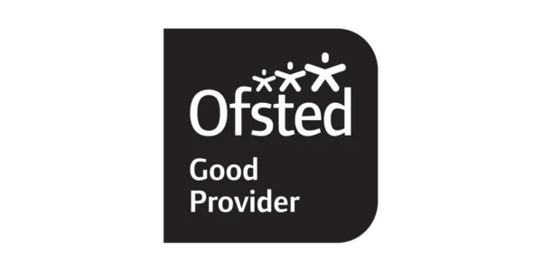 The Ofsted Good Provider logo featuring white text and three stylised figures on a black rounded-square background.