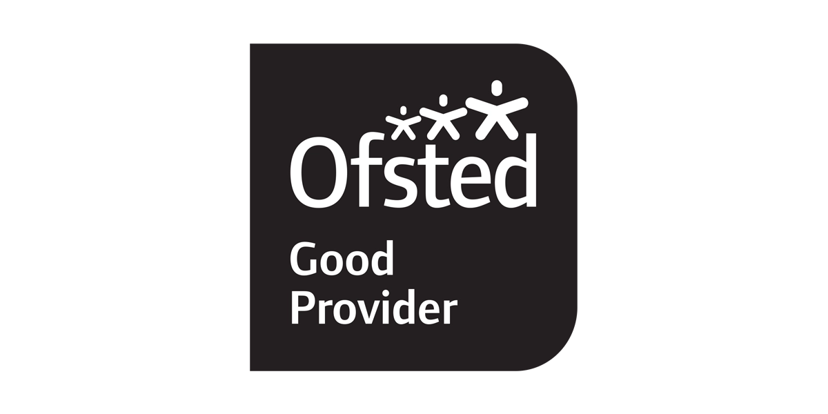 The Ofsted Good Provider logo featuring white text and three stylised figures on a black rounded-square background.