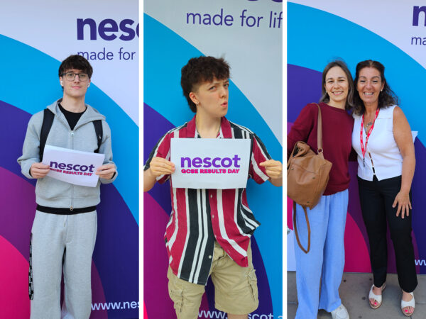 Nescot learners receiving their GCSE results in August 2026