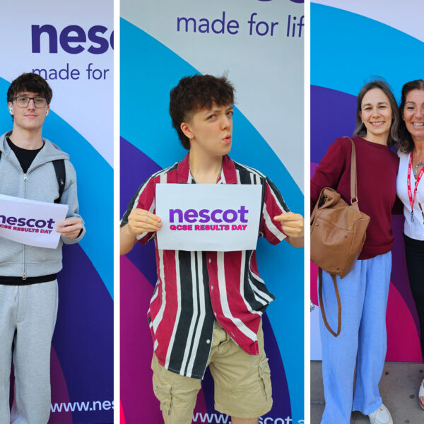 Nescot learners receiving their GCSE results in August 2026