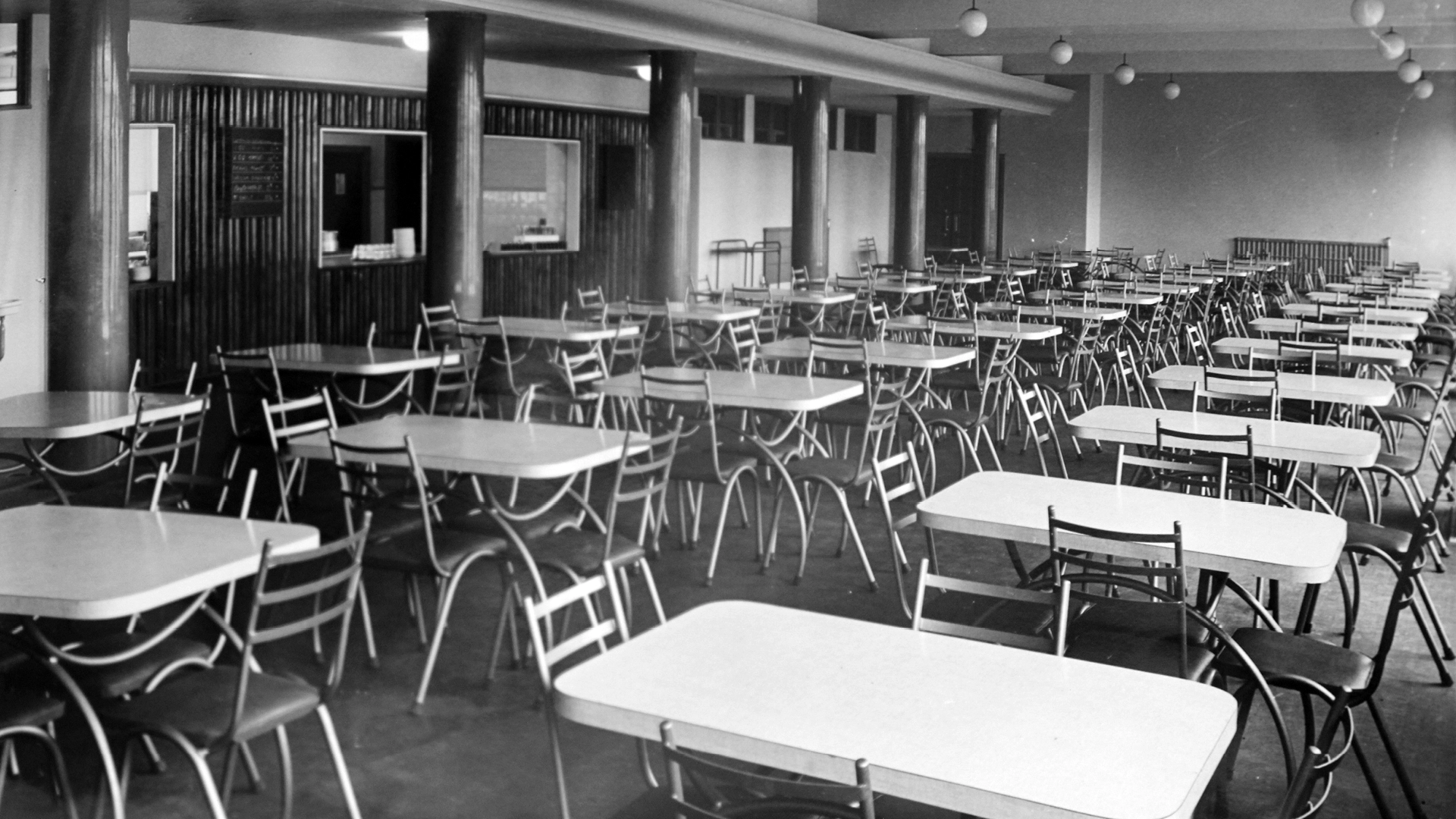 Historic black and white photo of Ewell County Technical College Refectory