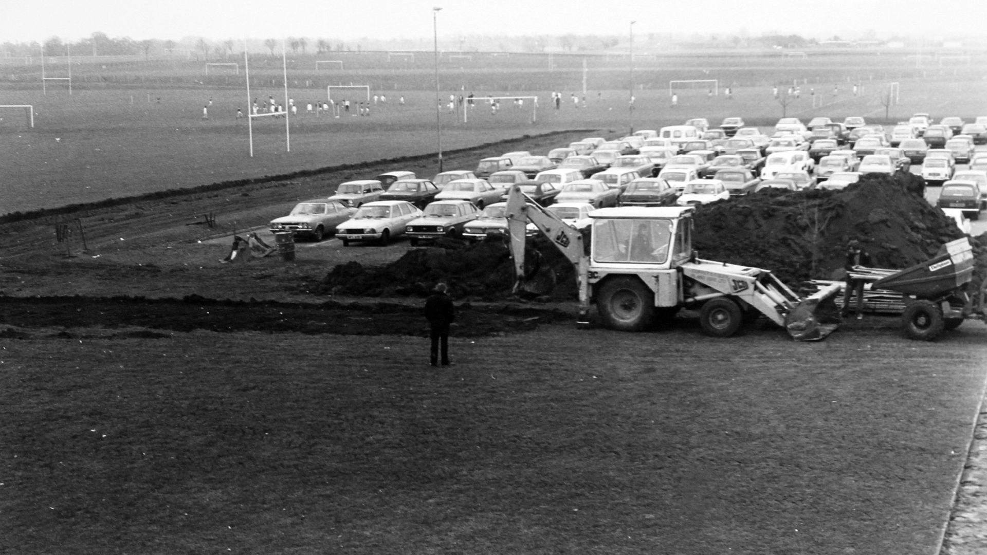 Historic black and white photo of Ewell County Technical College Land showing a digger